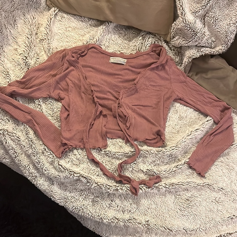 Urban Outfitters Pink Lettuce Tie Front Top
